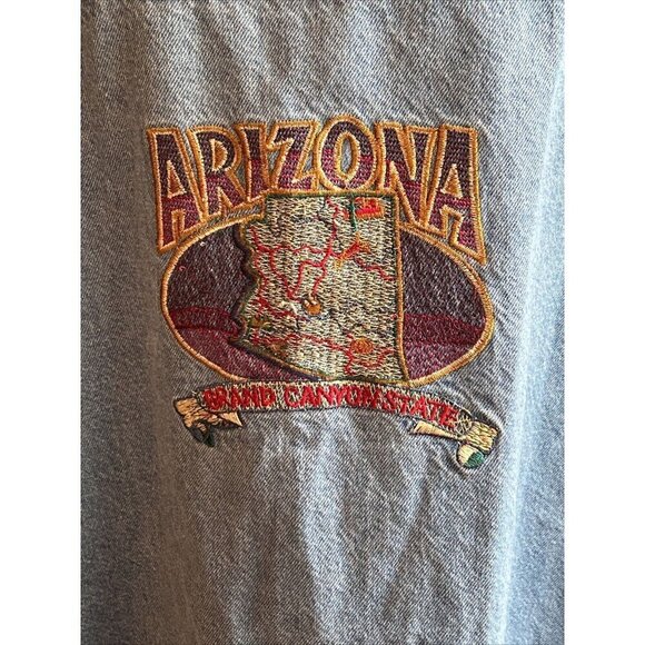 Passion-I Denim Jacket 2X Zip Arizona Grand Canyon State Embroidered Pockets USA - Picture 8 of 12